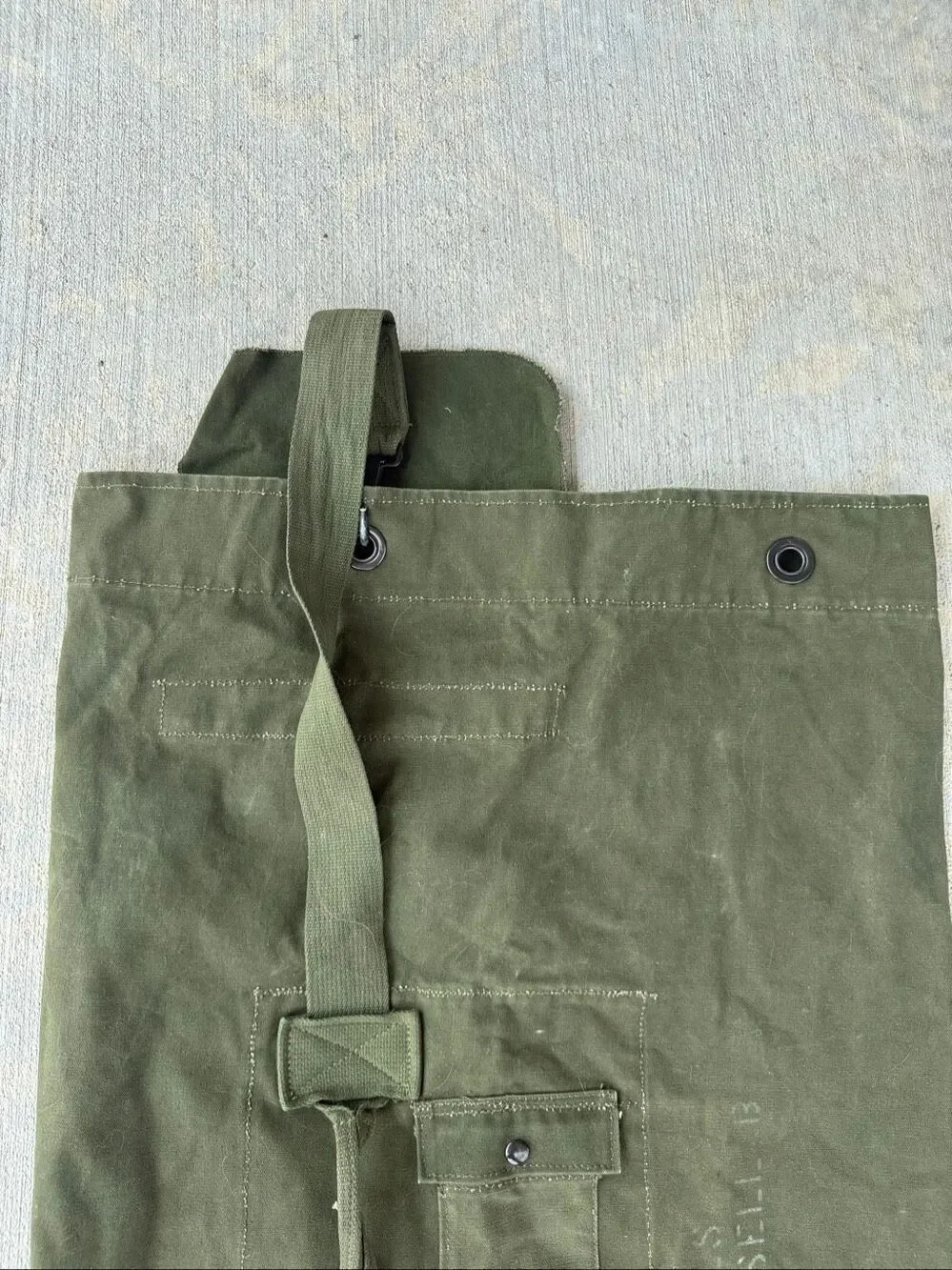 Vintage US Military Canvas Duffel Bag Top Load Army Surplus Olive Drab OD
